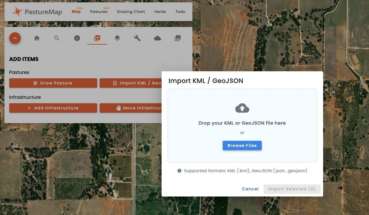 Import KML / GeoJSON dialog