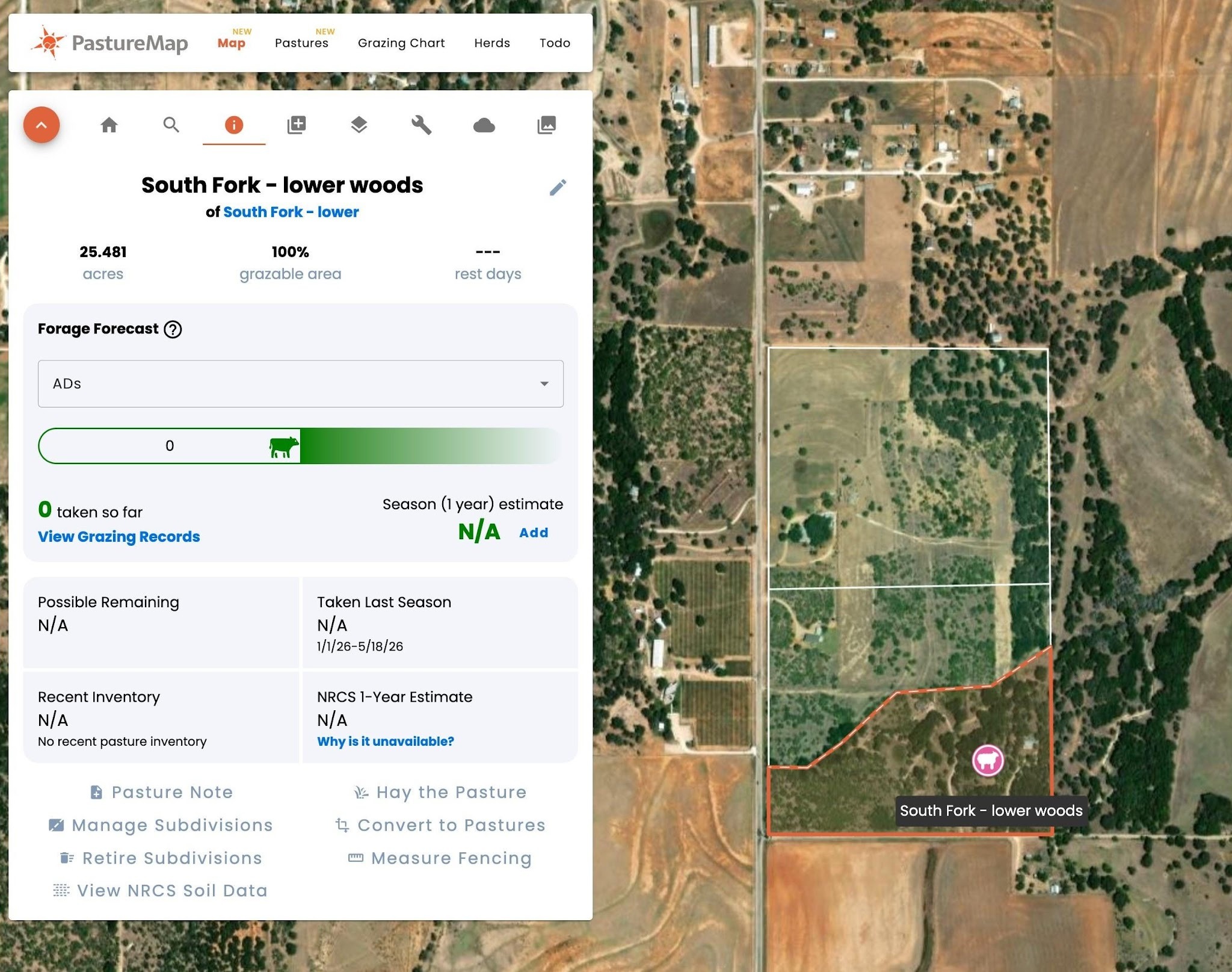 The Item Summary panel for a subdivision, showing the Retire Subdivisions action